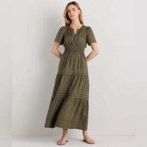 Quince 100% European Linen Tiered Maxi Dress Chocolate Rust